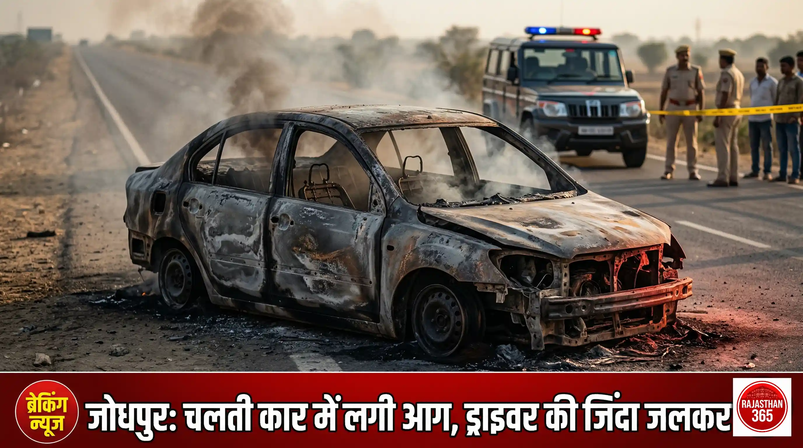 जोधपुर: बाड़मेर हाईवे पर कार में जिंदा जला चालक, संदिग्ध मौत ने खड़े किए कई गंभीर सवाल