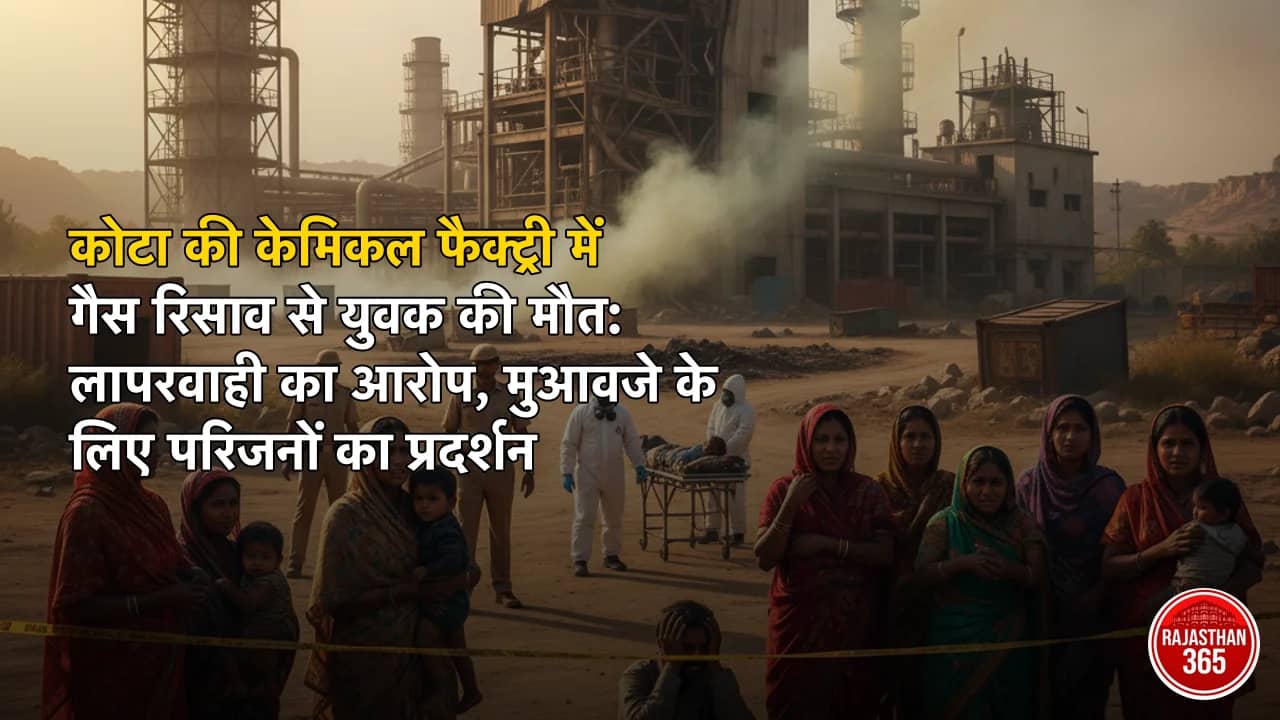 कोटा की केमिकल फैक्ट्री में गैस रिसाव से युवक की मौत: लापरवाही का आरोप, मुआवजे के लिए परिजनों का प्रदर्शन