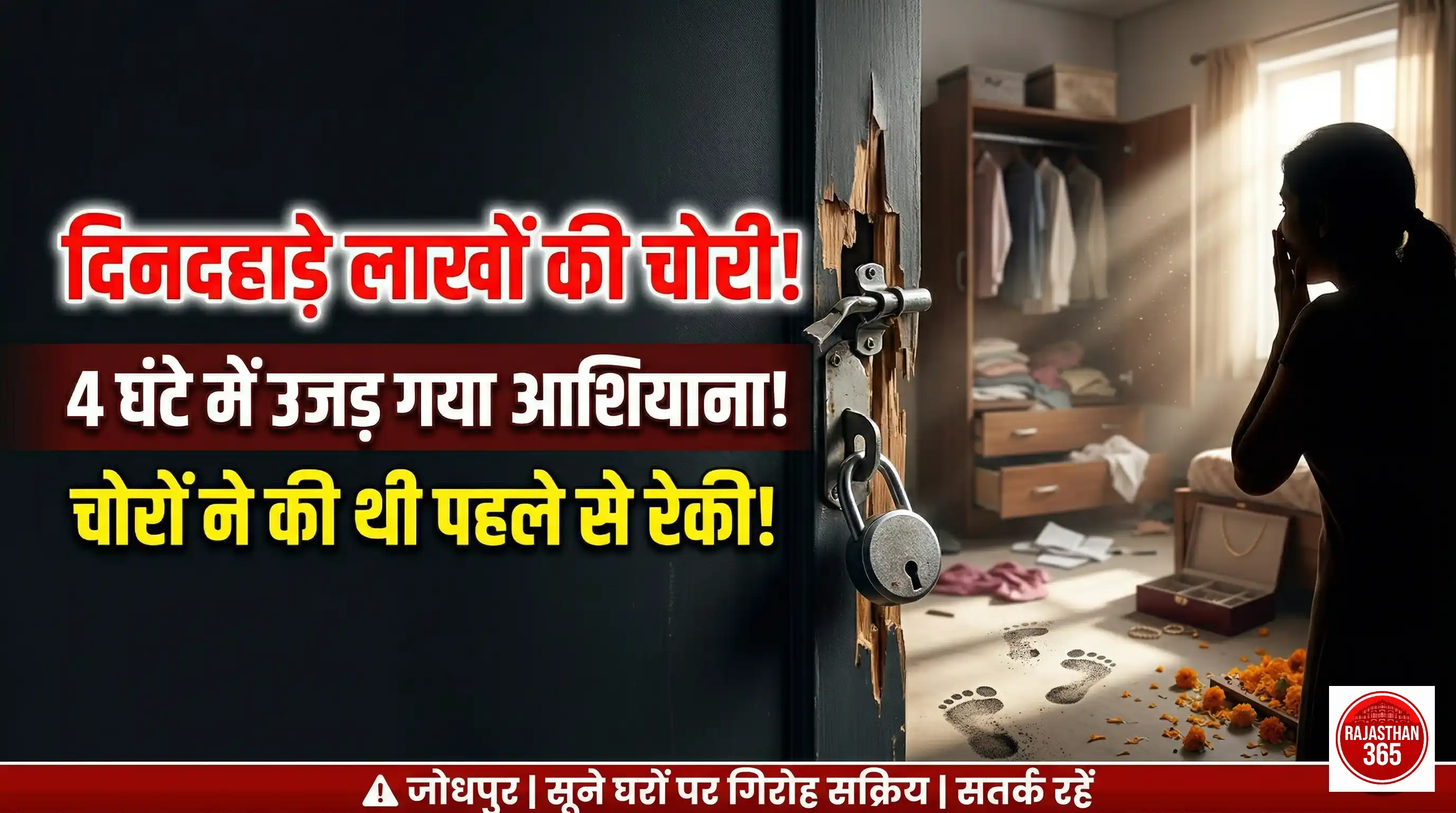 जोधपुर में दिनदहाड़े चोरी: सूने मकानों को निशाना बना रहे बदमाश, लाखों का माल पार