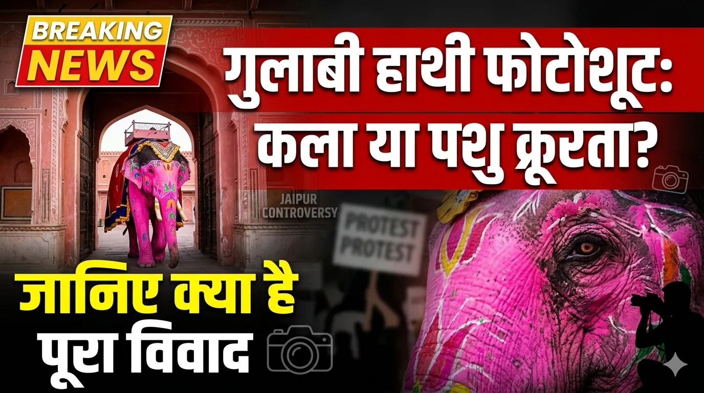 जयपुर में गुलाबी हाथी फोटोशूट: कला के नाम पर पशु क्रूरता या महज एक प्रयोग? जानिए क्या है पूरा विवाद