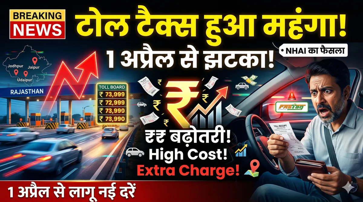राजस्थान में सफर हुआ महंगा: 1 अप्रैल से जयपुर के 7 टोल प्लाजा पर बढ़ेंगे दाम, जानें आपकी जेब पर कितना असर