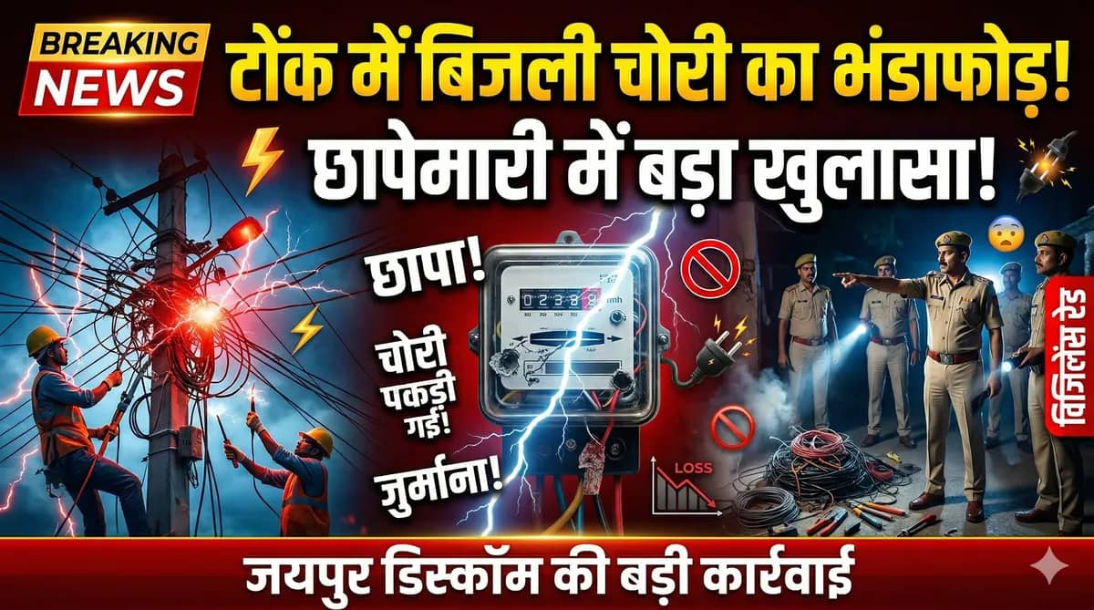 टोंक में बिजली विभाग का बड़ा एक्शन: विजिलेंस टीम ने पकड़ी करोड़ों की बिजली चोरी, मचा हड़कंप