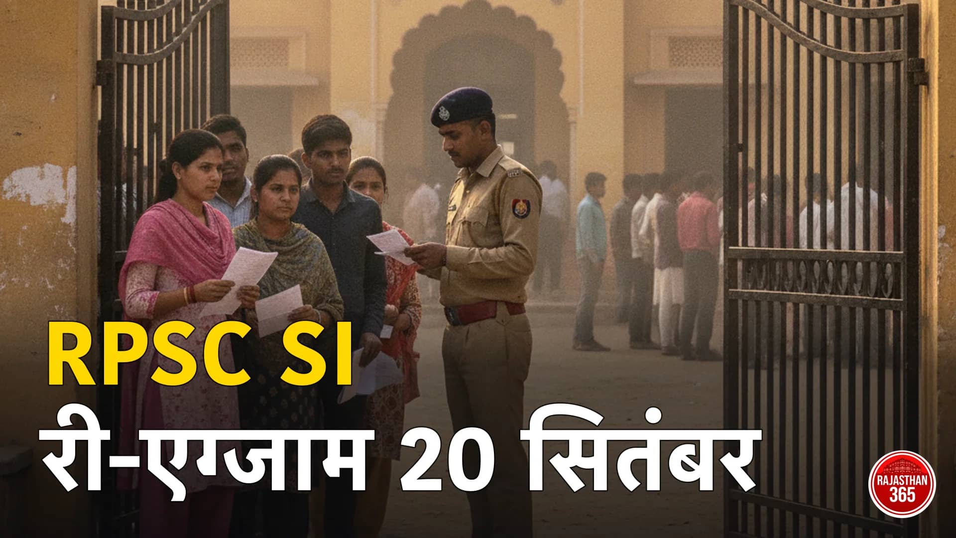 परीक्षा केंद्र के गेट पर एडमिट कार्ड जांच के लिए कतार में खड़े अभ्यर्थी (प्रतीकात्मक)